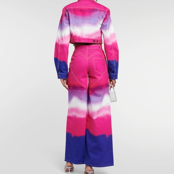 AREA Ombre Pink and Blue Tie-Dye Wide-leg Pants sz 25 - Picture 4 of 12